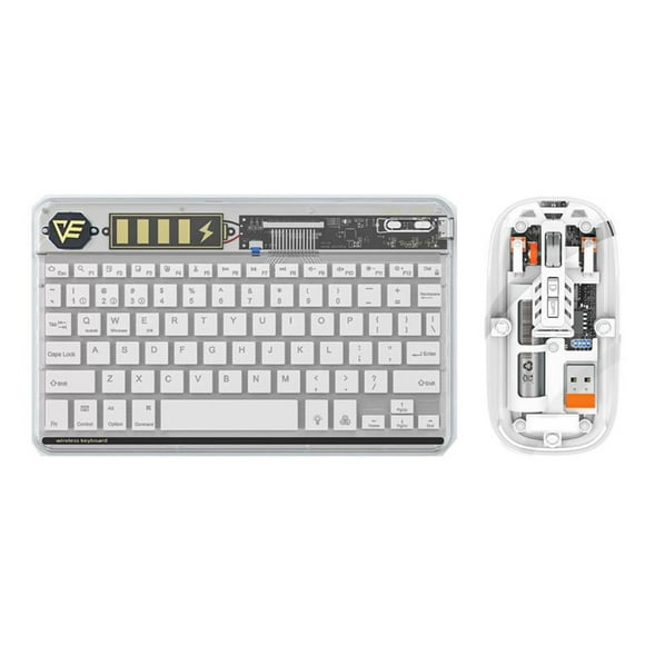 Mistaha Wireless Keyboard and Mouse Combo Set with Transparent Design - White, ABS Material, 10m Operating Distance, Backlighting, 150H Battery Life, 5 Million Keystrokes, Optical Mouse, 800-1600