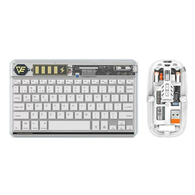 Mistaha Wireless Keyboard and Mouse Combo Set with Transparent Design - White, ABS Material, 10m Operating Distance, Backlighting, 150H Battery Life, 5 Million Keystrokes, Optical Mouse, 800-1600