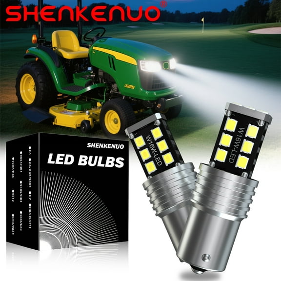 2 Bright WHITE LED Headlight Bulbs for Deere LX178, LX186, LX188 mower tractor