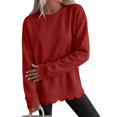 thumbnail image 2 of GILIGEGE Womens Oversized Crewneck Sweatshirts,Scalloped Casual Pullover,Long Sleeve, Comfort Soft Cute Sweater,Relaxed Loose Fit,Lightweight Loungewear,Athletic Daily 2026 Trendy Fall Outfits Wine S, 2 of 9