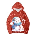 thumbnail image 4 of Girls Winter Snowman Hoodie Warm Long Sleeve Pullover Christmas Theme Cozy Kids Sweatshirt For Holiday Outfits, 4 of 4