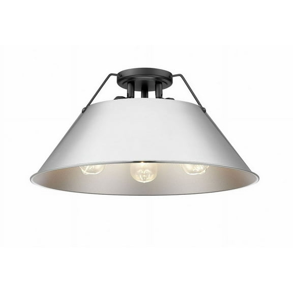 Golden Lighting 3306-3FM BLK-CH Orwell 3-Light Flush Mount in Matte Black with Chrome