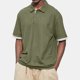 thumbnail image 2 of Men's Summer Solid Color T-shirt With A 3 Button Open Collar And Button Up Short Sleeved Top L, 2 of 5