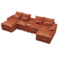 thumbnail image 7 of Aisword 124" U Shaped Cloud Couch Sectional with USB Charging, Hidden Storage, Cup Holders & Chenille Double Chaise, Orange, 7 of 7