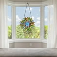 thumbnail image 3 of Chloe Lighting Handcrafted Floral Design Vibrant Multicolor Stained Glass Window Panel Blue, Green, 3 of 5