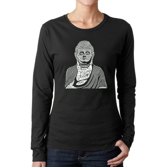 Women's Word Art Long Sleeve T-Shirt - Buddha