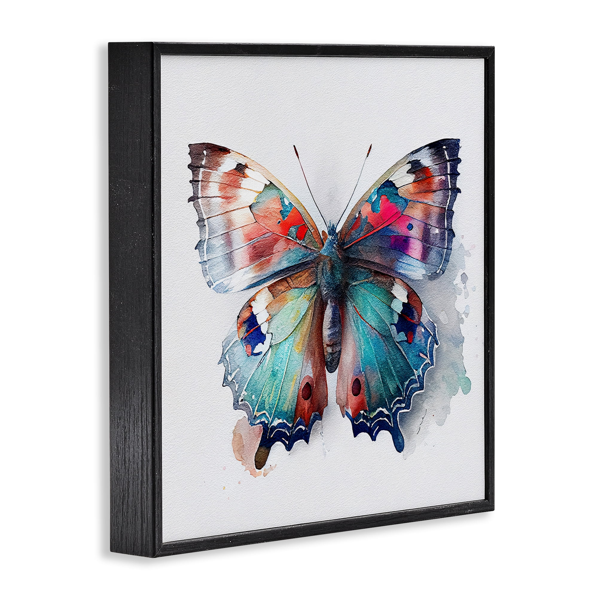 Stupell Industries Modern Splash Butterfly Animals & Insects Painting Black Framed Art Print Wall Art, 17 x 17