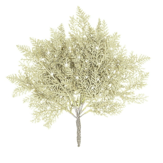 Beige 20Pc Glitter Christmas Branches For Diy Decorations Artificial Picks With Sparkly Tips For Tree And Wreath Decor Length 13.38 Inches In Beige Weight 0.25 Pounds