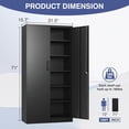 thumbnail image 3 of Metal Garage Storage Cabinet, Tall Black Tool Cabinet with 5 Adjustable Shelves and Lock for Home Office Basement, 3 of 8