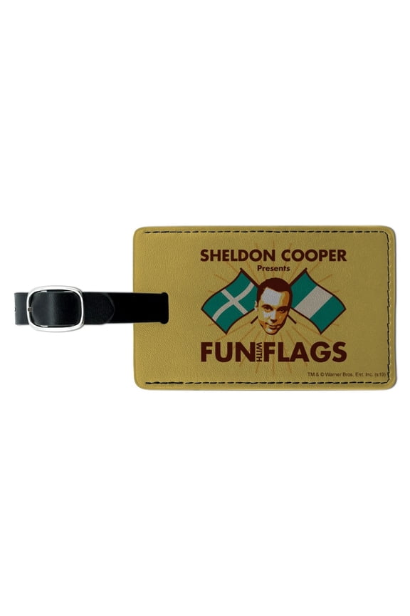 Big Bang Theory Sheldon Cooper Fun with Flags Rectangle Leather Luggage Card Suitcase Carry-On ID Tag