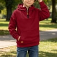 thumbnail image 4 of Amidoa Hoodies for Boys Zip Fleece Hooded Sweatshirt Long Sleeve Kids Fashion Hoodie Fall Winter Clothes Wine Size 4-5 Years, 4 of 9