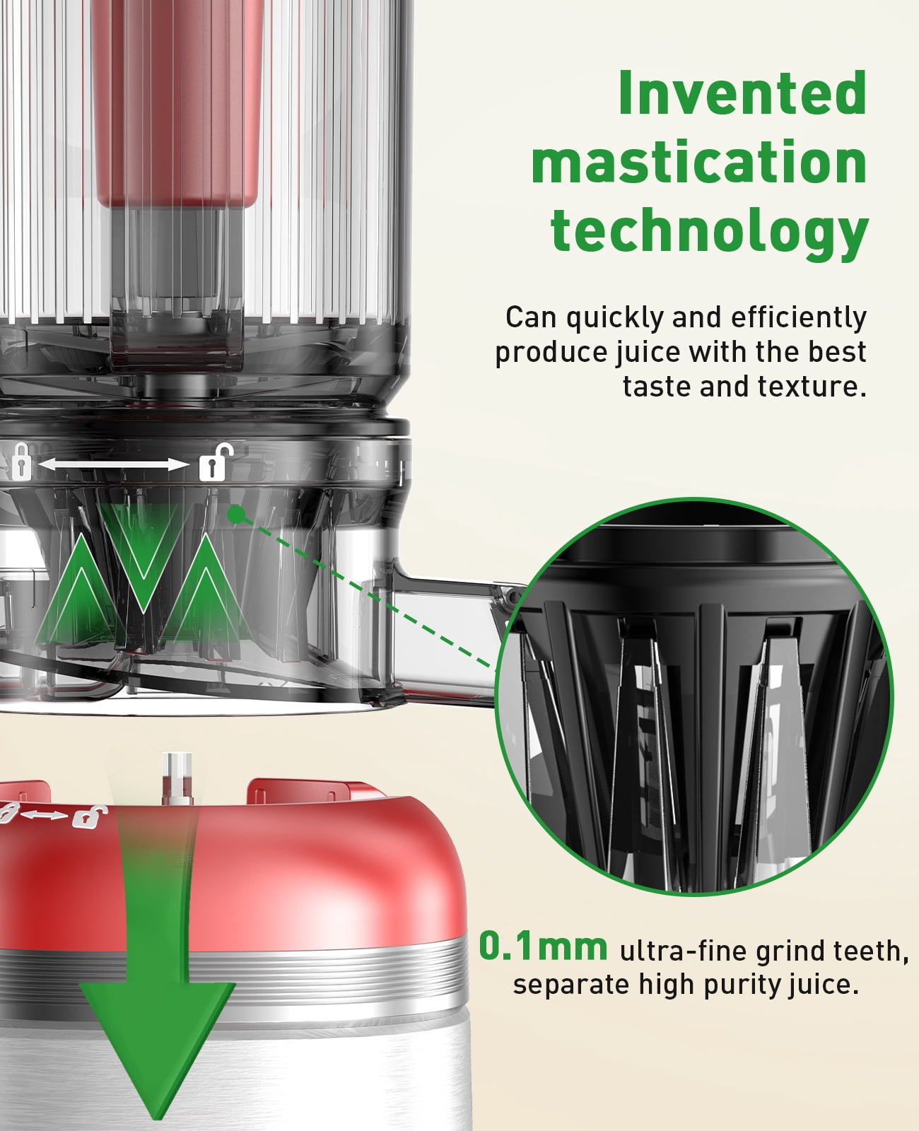 GlowWise Cold Press Juicer Machine 4.35 Extra Wide Feed Chute, Quiet Masticating Juicer for Fruits & Vegetables, Easy to Clean & Assemble, Ideal for Home Kitchens, Healthy Families & Fitness Lovers