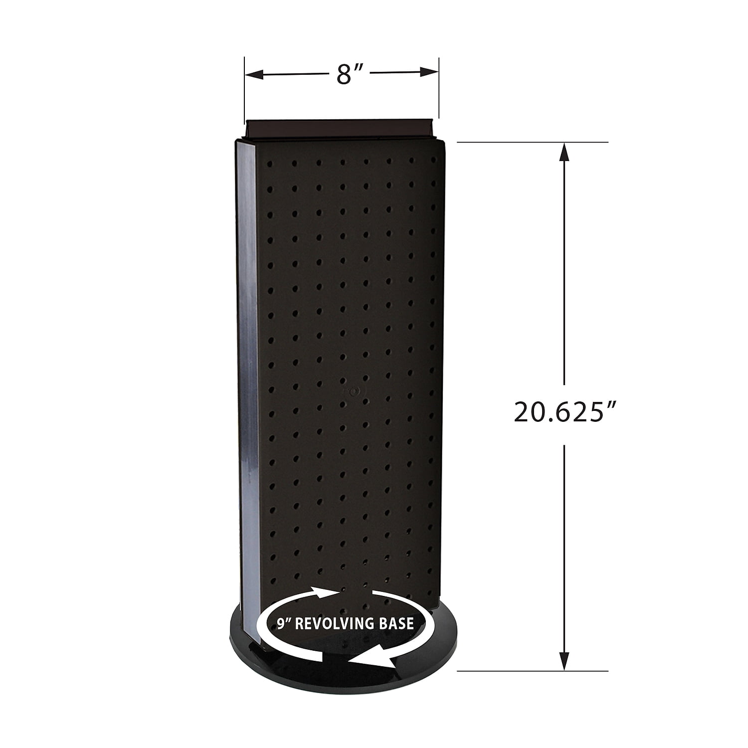 Azar 8" 2-Sided Revolving Pegboard Counter Unit Black (700508-BLK)
