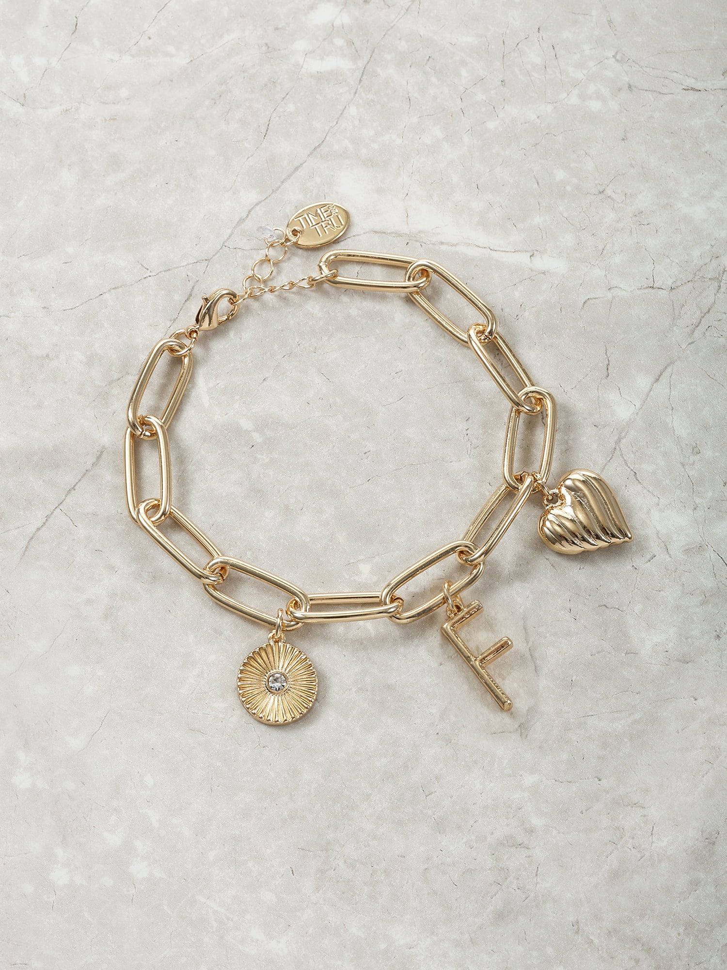 Time and Tru Goldtone Initial Charm Bracelet, Initial F