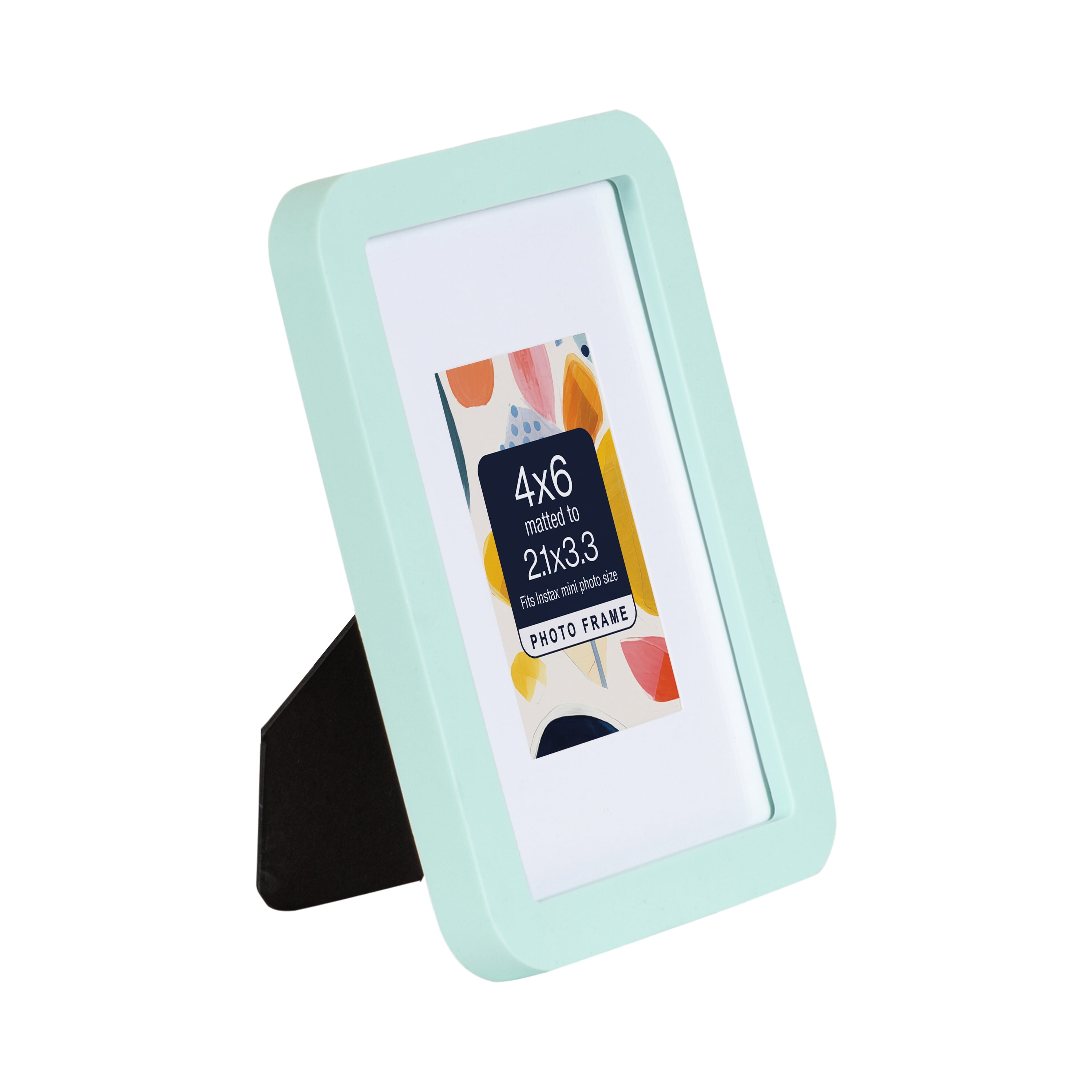 DesignOvation 4x6 Matted for 2.1x3.3 Rounded Mint Decorative Tabletop Picture Frame
