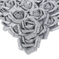 thumbnail image 1 of Flores artificiales IPOPU, rosas plateadas con purpurina, 50 unidades, 1 of 9