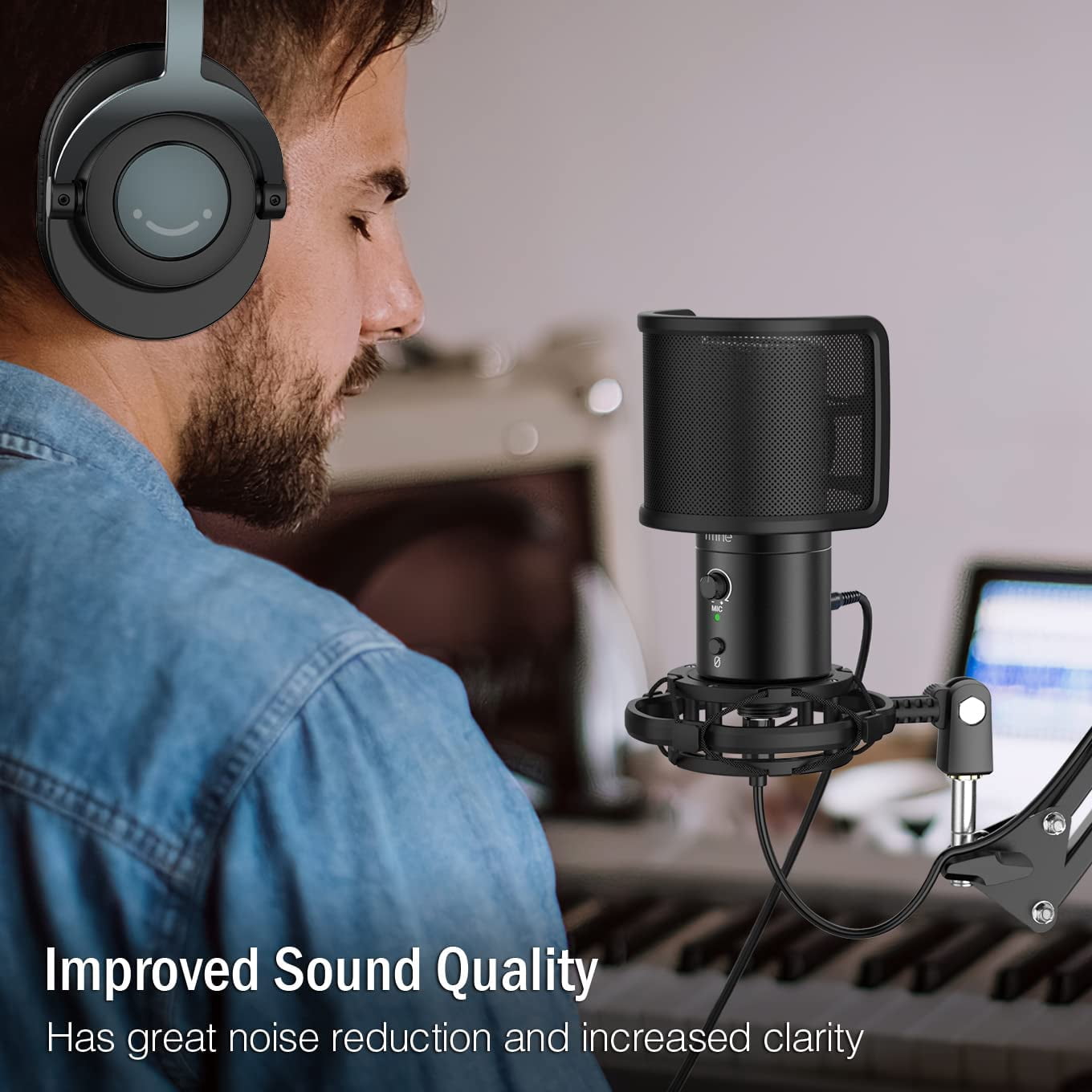 USB Gaming Streaming Microphone Kit with  Arm Stand, Condenser Mic for PC Podcast Recording Twitch Discord