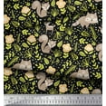 thumbnail image 3 of Soimoi Black Cotton Voile Fabric Reindeer & Squirrel Clip Art Print Sewing Fabric Yard 42 Inch Wide, 3 of 3