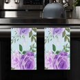 thumbnail image 2 of YladaFaie 2 Pcs Elegant Floral Pattern Kitchen Towel Set Terry Hand Towels Dish Towels for Kitchen Decorative Absorbent Flower Tea Towels for Bathroom, 16 x 24 Inches, 2 of 7