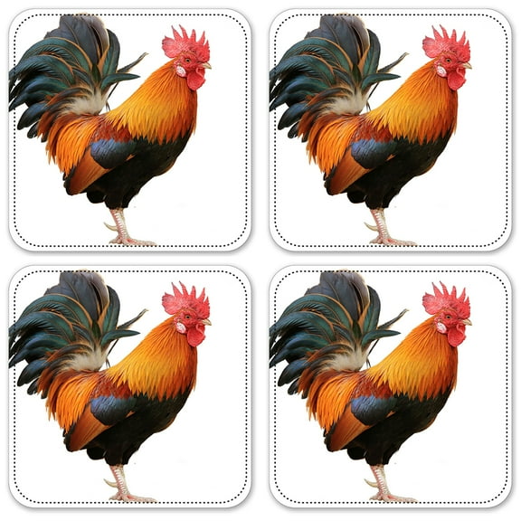 Vinyl Drink Coasters - Set of 4 - Rooster