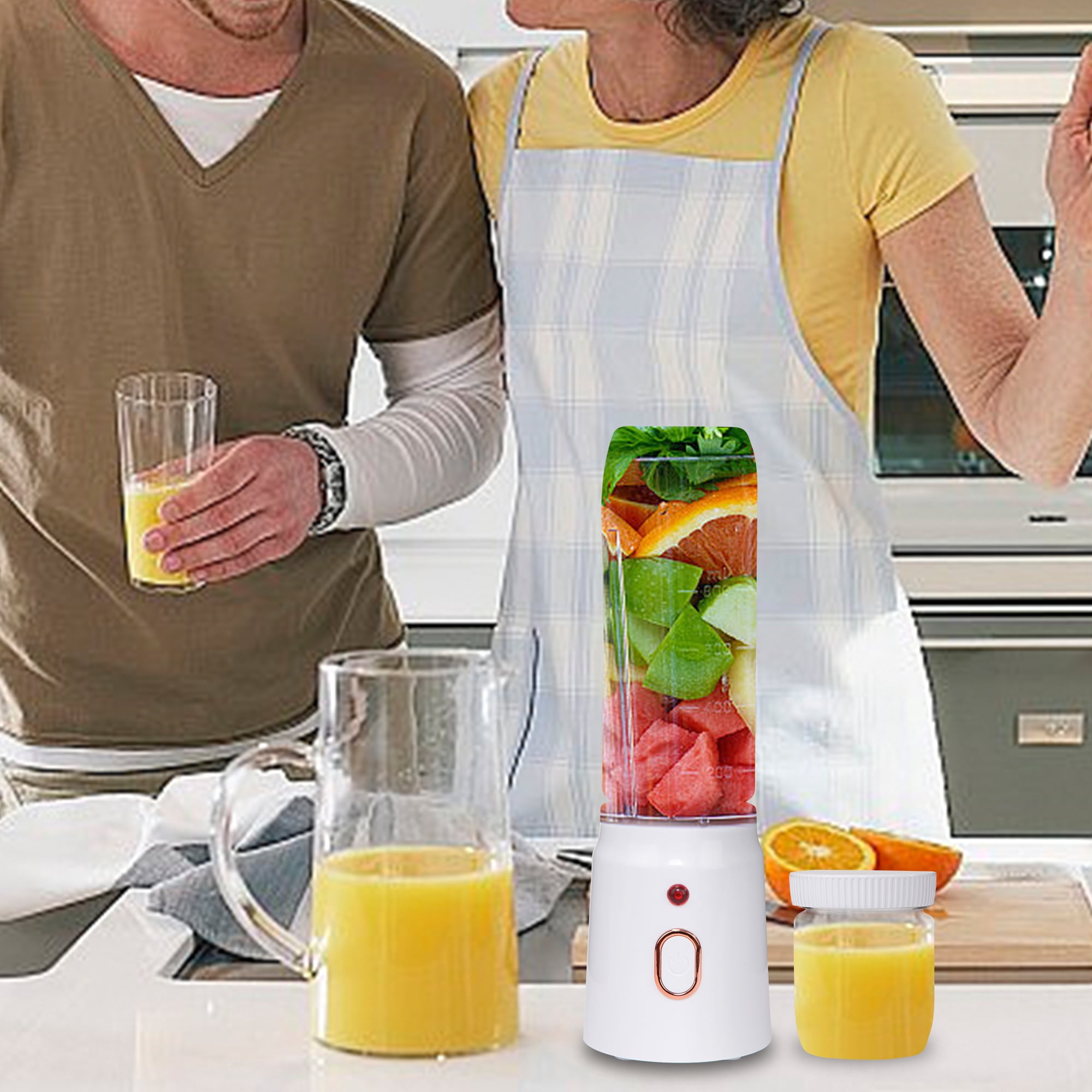 Portable Blender for Fruit Juice, 10 Blades Juicer Cup, USB Rechargeable, 450ML Personal Blender for Kitchen, Travel