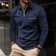thumbnail image 5 of Polos ajustados con cuello unicolor para hombre, jersey liso, corte ajustado, elasticidad, talla emo, S, ofertas de ropa, sudaderas nuevas XL para hombre, 5 of 5