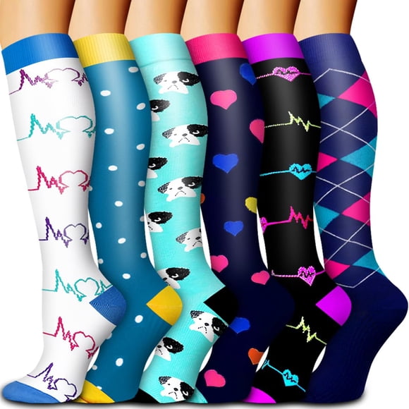 Bluemaple Paquete de 6 pares de medias de compresión con cobre para hombre y mujer