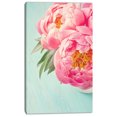thumbnail image 2 of Peony Flowers on Blue Background - Floral Canvas Art Print, 2 of 3