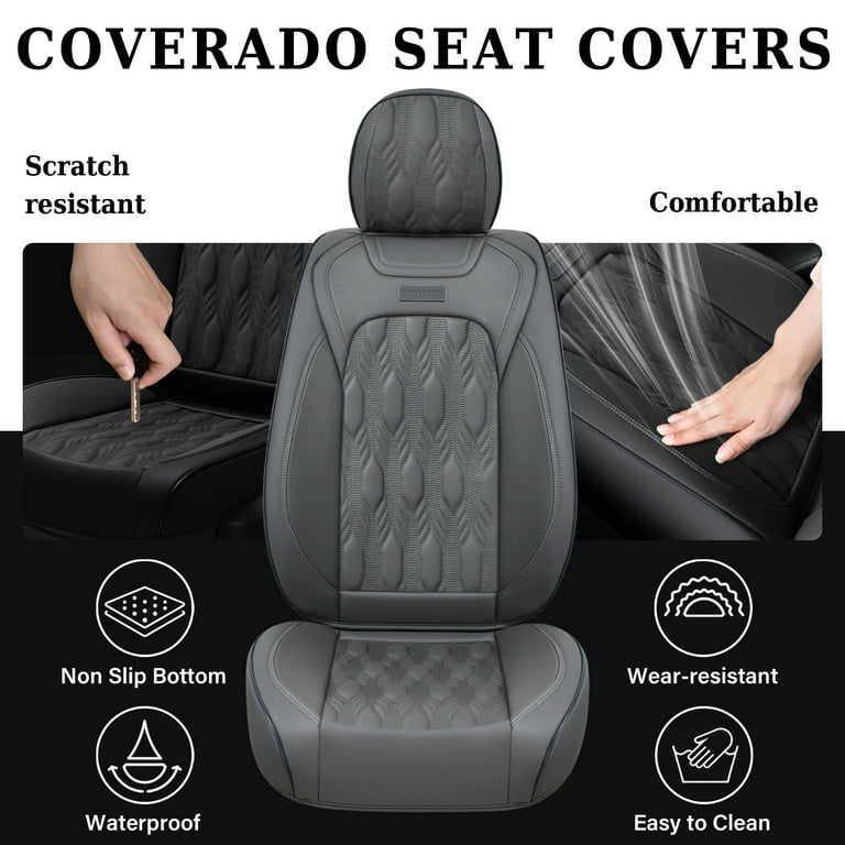 Coverado Premium Leather Universal Full Set Seat Covers for Cars SUVs Vans Trucks Gray Walmart