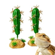 Reptile Plants for Terrarium 2 Pcs Cactus Decor for Bearded Dragon Tank Accessories
