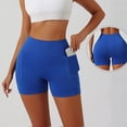 thumbnail image 4 of HBGVBA Women Biker Shorts,Yoga Shorts for Women,Solid Color Fast Dry Slim Yoga With Pocket Breathable Cycling Shorts, 4 of 5