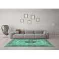 thumbnail image 3 of Ahgly Company Indoor Rectangle Medallion Turquoise Blue Traditional Area Rugs, 2' x 5', 3 of 4