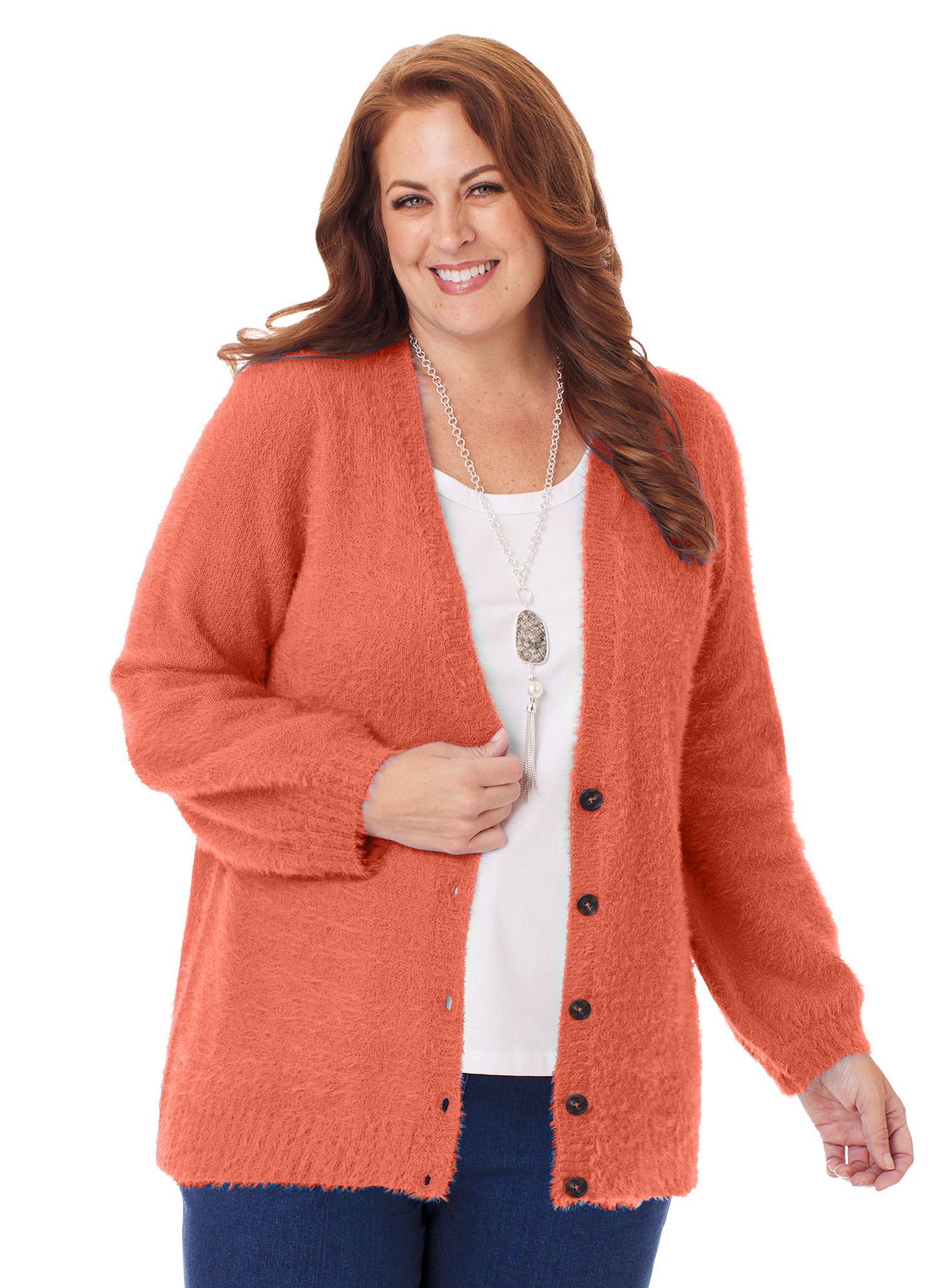 Button-Up Eyelash Cardigan Cider Large 