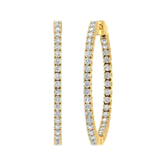 1 Carat Diamond Hoop Earrings in 10K Yellow Gold