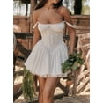 thumbnail image 3 of Women's Sexy Solid Color Lace Trimmed Satin Slip Dress & Camisole Set, Nightwear & Lounge Dress, 3 of 5
