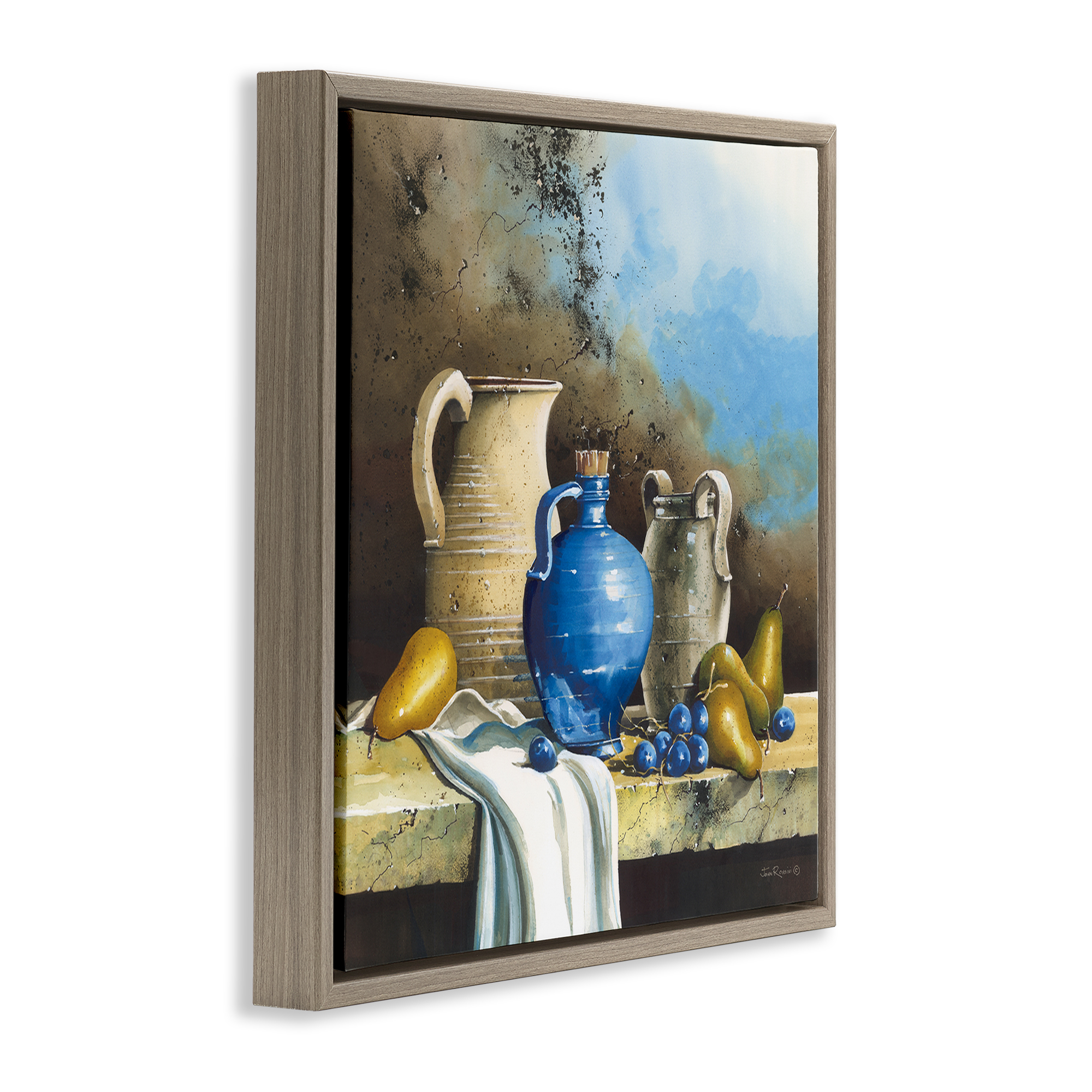 Stupell Industries Country Vineyard Still Life Food & Beverage Painting Brown Floater Framed Canvas Art Print Wall Art, 25 x 25