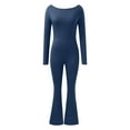 thumbnail image 5 of TAIAOJING Women's Long Sleeve Bodysuit Womens Open Back Long Sleeve Flared Bottom Pants Romper Bodycon Jumpsuit Yoga Rompers, 5 of 6