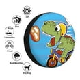 thumbnail image 4 of Naloa Dinosaur Riding a Motorcycle PVC Leather Spare Tire Wheel Cover for Car Truck SUV Camper Trailer Universal Fit many size14 inch, 4 of 6