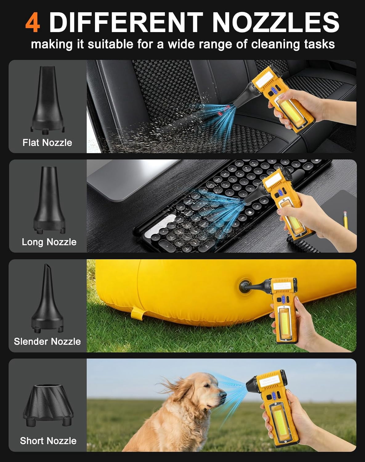 Compressed Air Duster, 130000RPM Electric Air Duster with LED Display, 2 Gear Adjustable Cordless Air Blower Magnetic Base, 8000mAh Rechargeable Air Duster for PC, Keyboard, Car, Outdoors, Home