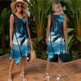 thumbnail image 2 of Psesaysky Matching Hawaiian Couple Outfit Tropical Palm Tree Print Mens Button Down Aloha Shirts Womens Sundress Sleeveless A Line Flowy Tank Dress with Pockets-M, 2 of 7