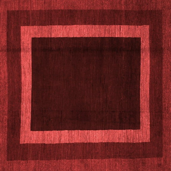 Ahgly Company Machine Washable Indoor Square Abstract Red Modern Area Rugs, 7' Square