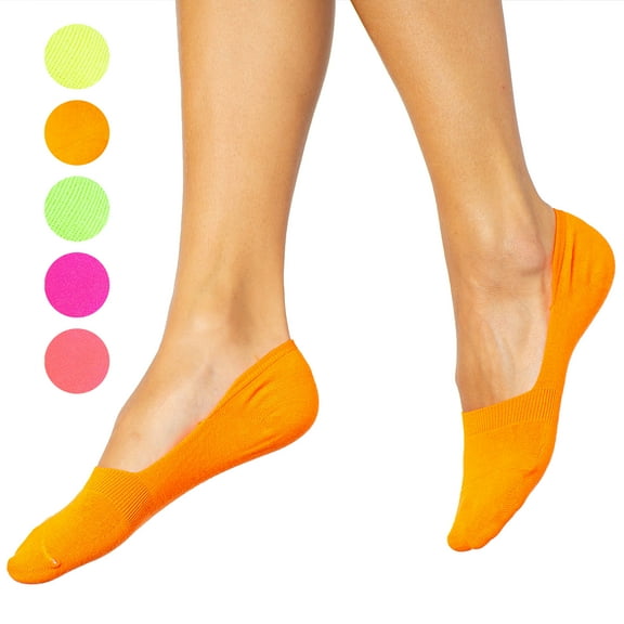 6 Pairs Low Cut Women's Neon No Show Socks Liner Boat Ballet Foot Footies 9-11