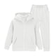 thumbnail image 5 of Chaqueta de invierno de color liso para niños, sudadera larga con capucha y cremallera y pantalones deportivos con lazo en las piernas, conjunto deportivo informal con forro polar para mayor calidez,, 5 of 5