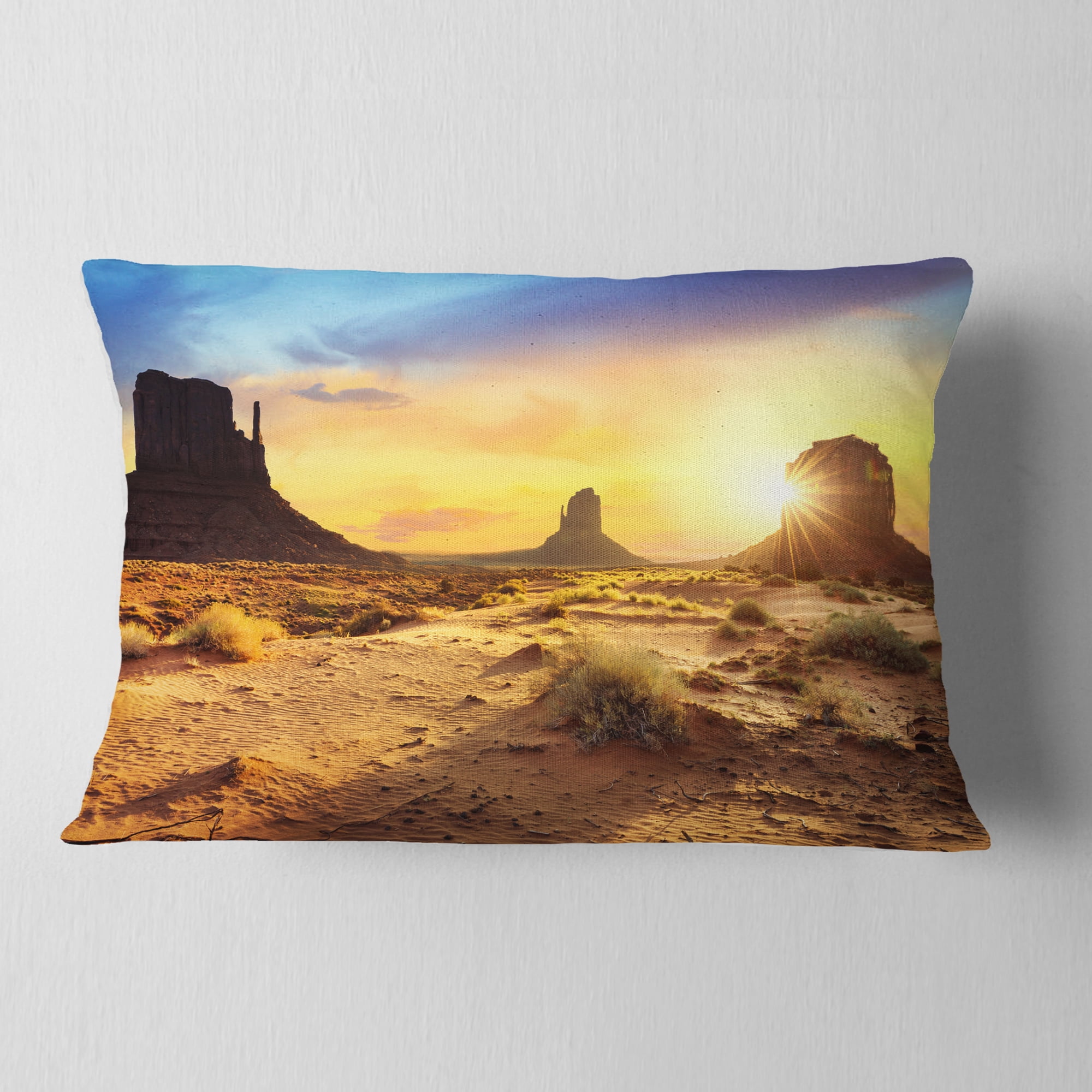 Designart Monument Valley Landscape - Photography Throw Pillow - 12x20