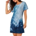 thumbnail image 2 of Balery Abstract Ocean Waves Camisón de manga corta con cuello redondo para mujer, cómodo y elegante., 2 of 6