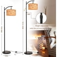 thumbnail image 5 of Floor Lamp for Living Room Bedroom Rattan Boho Arc Standing Lamp with Remote Dimmable Black Wicker Bamboo Lamp Shade Floor Light Adjustable Tall Lamp Farmhouse Industrial Floor Lamps Bohemian, 5 of 8