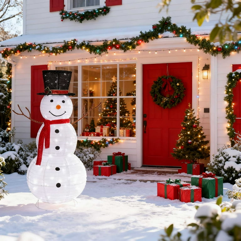 Zimtown LED Lighted Snowman Christmas Snowman w/ 180 LED Lights