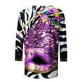 thumbnail image 5 of Aloohaidyvio Mardi Gras Shirts,Womens Mardi Gras Party Top 3/4 Sleeve Mask Shiny Glitter Print Crew Neck T-Shirt, Mardi Gras Clothing, 5 of 6