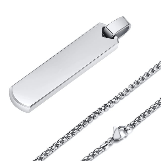 Vnox-Collar de barra inicial para hombres, colgante de barra Vertical geométrica gruesa con letras de A-Z, Collar Simple informal, regalo para él