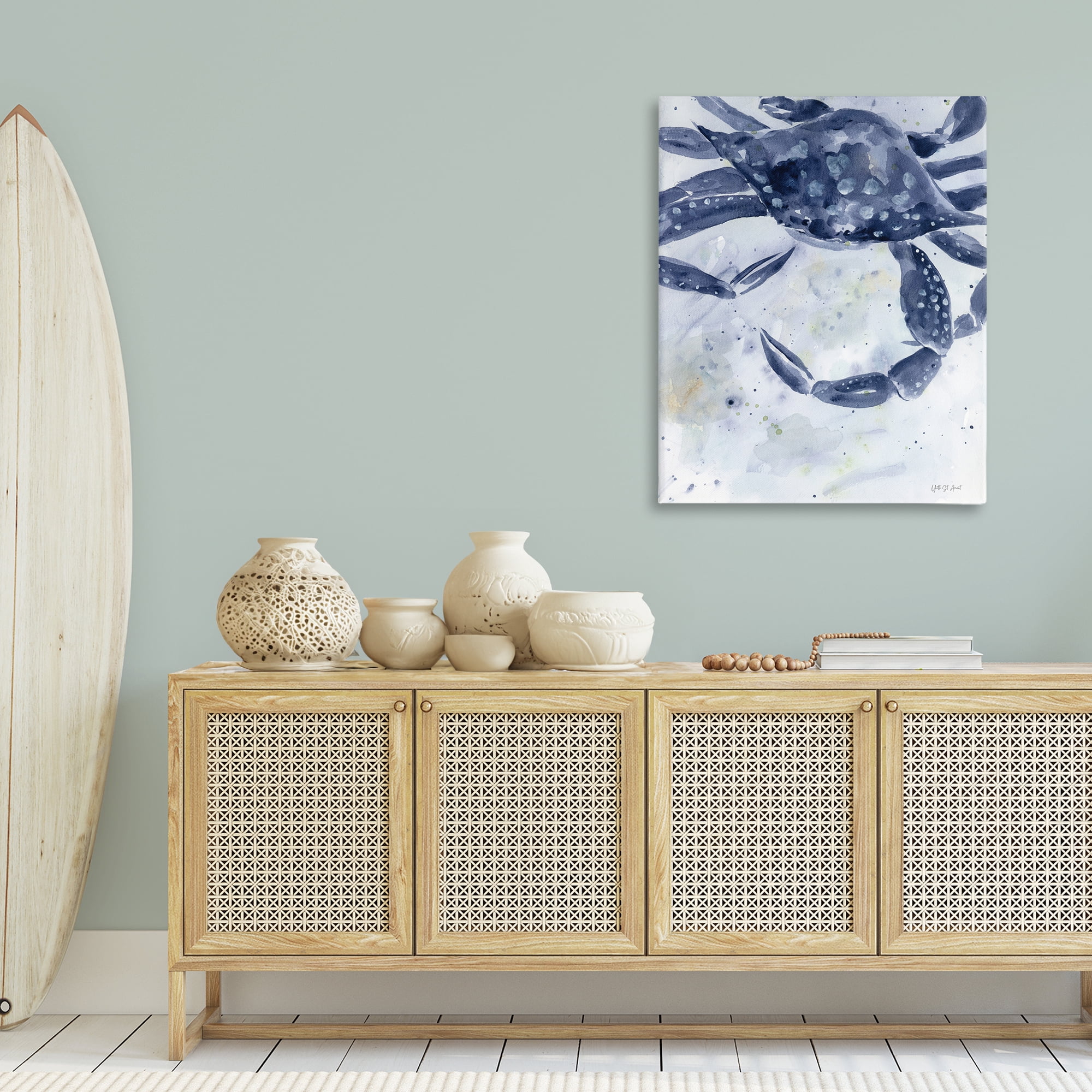 Stupell Industries Swimming Blue Crab Animals & Insects Painting Gallery Wrapped Canvas Art Print Wall Art, 30 x 40